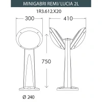 Уличный фонарь столб Fumagalli Mini Gabri Remi/Lucia 2L, 1R3.612.X20.LYE27CL1, серый/прозр., опал