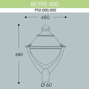 Уличный фонарь на столб FUMAGALLI BEPPE P50.000.000.LYQ1L, Серый и Опал (молочный), с лампой 3300Lm, 4000К