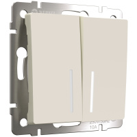 W1122162/ Электроустановочные изделия - Выключатель двухклавишный проходной с подсветкой (айвори матовый)