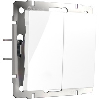 W1122401/ Электроустановочные изделия - Выключатель двухклавишный с самовозвратом (белый)