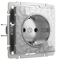W1271106/ Электроустановочные изделия - Розетка с заземлением и шторками (серебряный)